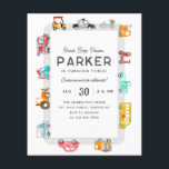 Budget Cars Street Kids Transportation Geburtstag Flyer<br><div class="desc">Moderne Honk Beep Vroom Cruise auf über Polizei Auto Fahrrad Scooter School Bus Fire Truck Ice Cream Truck Mailman Postman Cars Trucks Street Kids Transportation Geburtstag</div>