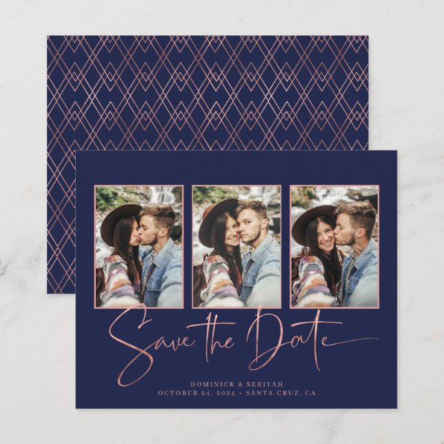 BUDGET Carte de faire-part de mariage Navy Blue Ar (Devant / Derrière)