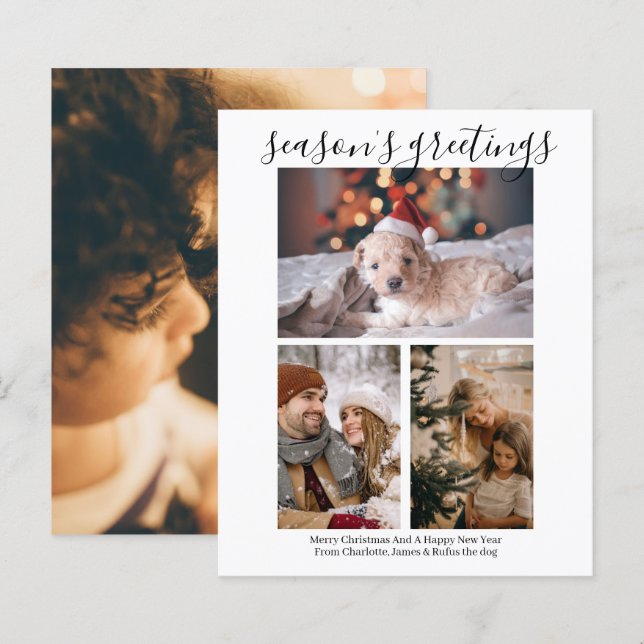 BUDGET Carte de Noël personnalisée quatre photos (Devant / Derrière)