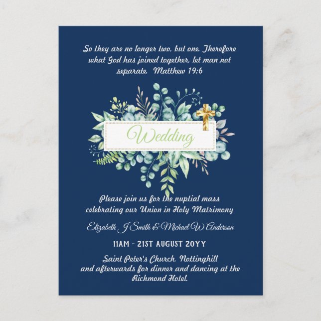 BUDGET Catholique Mariage Invitations Croix de ver (Devant)