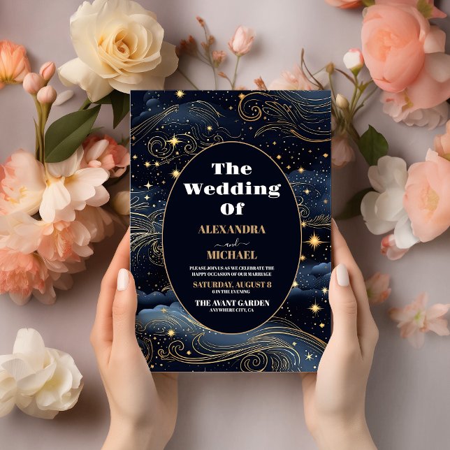 Budget Celestial Midnight Blue Stars Moon Wedding (Von Creator hochgeladen)