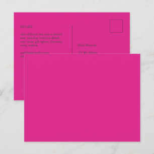 BUDGET CERISE PINK Moderne Core Wedding Postkarte