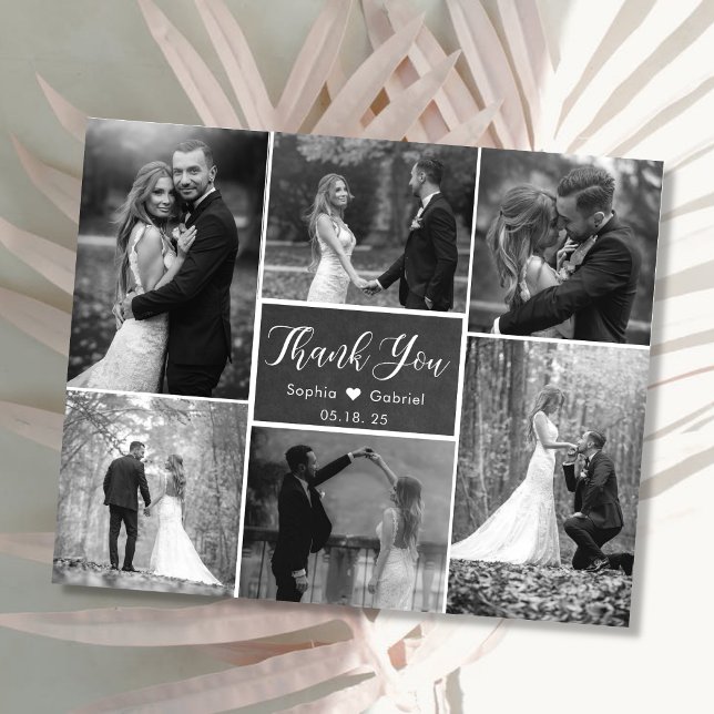 Budget Chalkboard Foto Collage Wedding Vielen Dank Flyer (Von Creator hochgeladen)