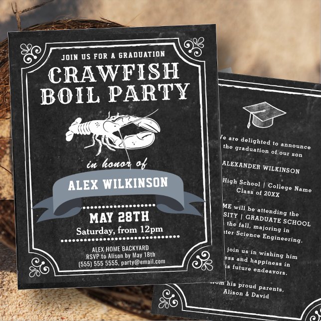 BUDGET Chalkboard GRAD Crawfish Boil Einladung (Von Creator hochgeladen)