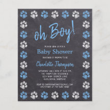 Budget Chalkboard Paw Prints Blue Boy Baby Dusche
