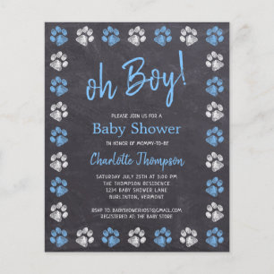 Budget Chalkboard Paw Prints Blue Boy Baby Dusche