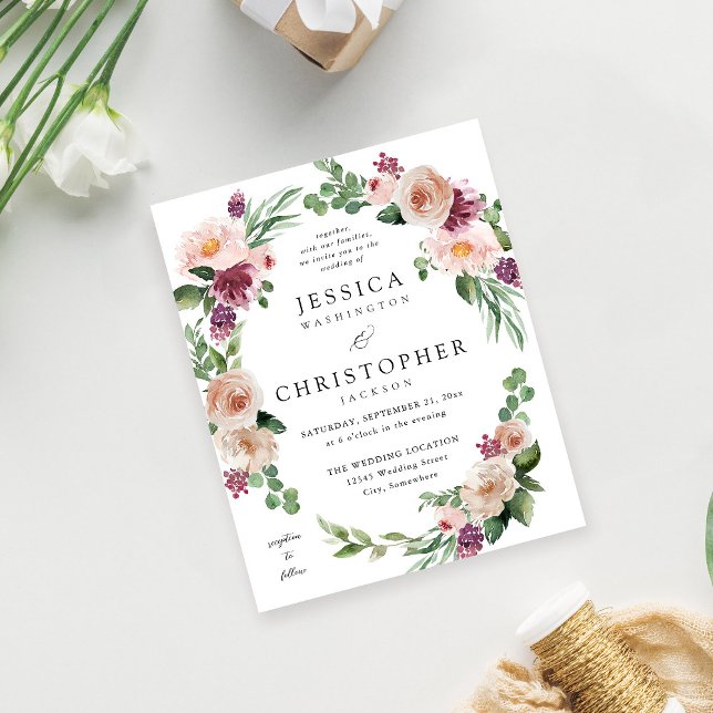 Budget Champagne & Pink Floral Wedding 2 Flyer (Von Creator hochgeladen)