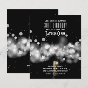 Budget Champagne Sparkle 30. Geburtstag Einladunge