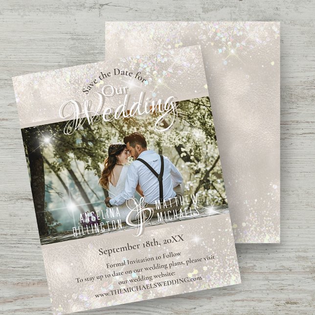 Budget Champagner Glitzer Hochzeit speichern Datum (Von Creator hochgeladen)