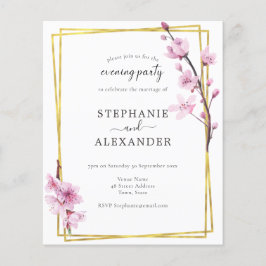 Budget Cherry Blossom & Gold Abend Party Einladung