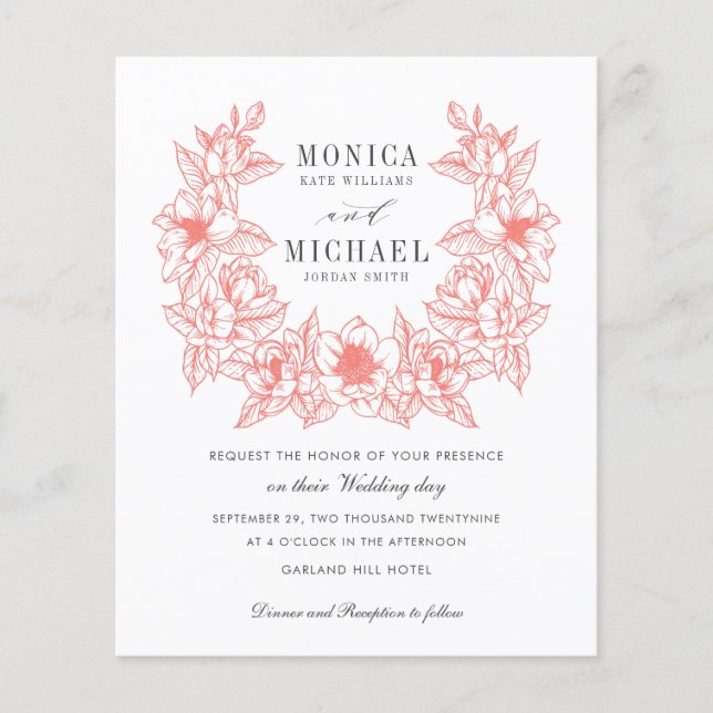 BUDGET Chic CORAL Magnolia Wreath Wedding (Vorderseite)