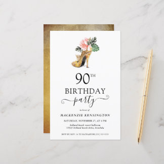 Budget Chic Floral Gold High Heels 90. Geburtstag