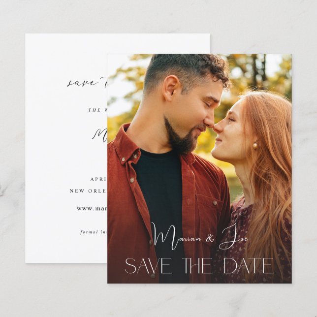Budget Chic Foto Supérieur Verti Save the Date (Vorne/Hinten)