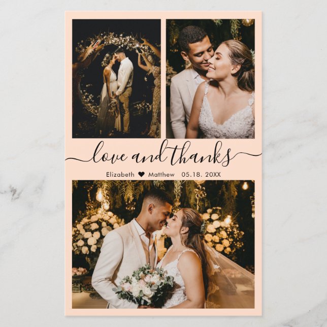 Budget Chic Fotocollage Hochzeit Danke Karte (Vorderseite)