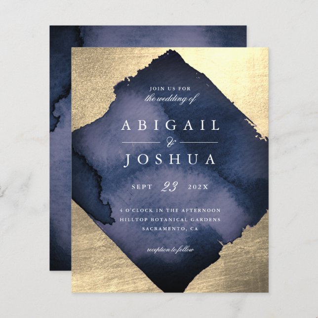 Budget Chic Gold Diamond Marine Wasserfarbenhochze (Vorne/Hinten)