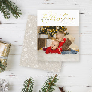 Budget Chic Gold Script Foto Frohe Weihnachten