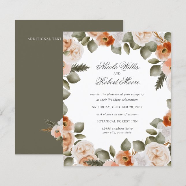 Budget Chic Orange Ivory MOSS grüne Blumenhochzeit (Vorne/Hinten)