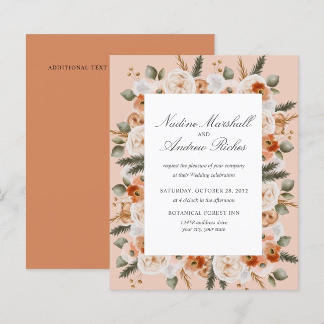 Budget Chic Orange Ivory Sage grüner Rahmen Hochze (Vorne/Hinten)