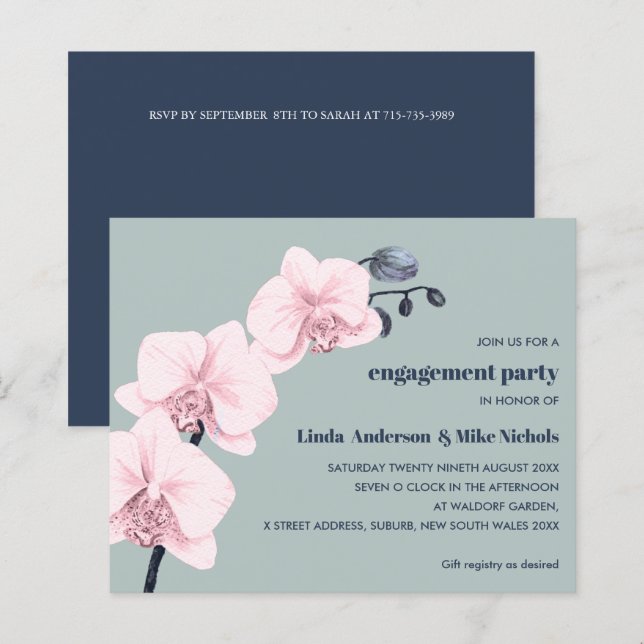 BUDGET Chic Orchid Branch Pink Marine Weise Hochze (Vorne/Hinten)