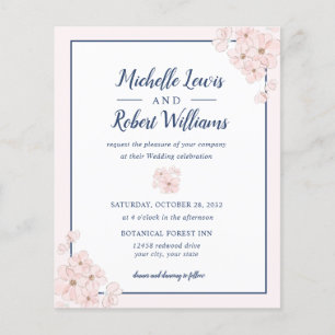 BUDGET Chic Pink Glitzer Navy Blue Floral Hochzeit