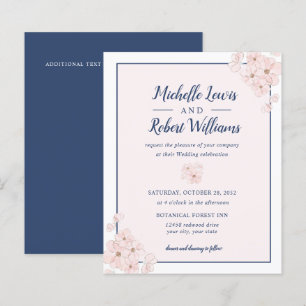 BUDGET Chic Pink Glitzer Navy Blue Floral Hochzeit
