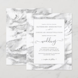 Budget Chic Silver Foil Marmor Hochzeitseinladung