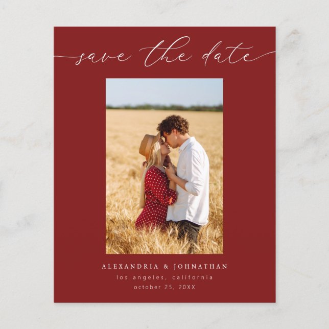 Budget Chic Stilvolles Mod-Foto Save the Date 3 Re (Vorderseite)