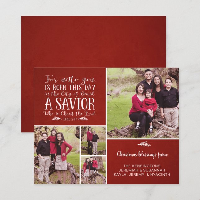 Budget Christliche Weihnachtsverse Typografie Foto (Vorne/Hinten)