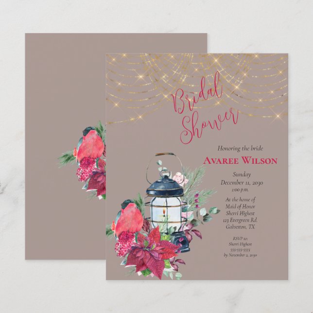 BUDGET Christmas Lantern Poinsettia Evergreens (Vorne/Hinten)