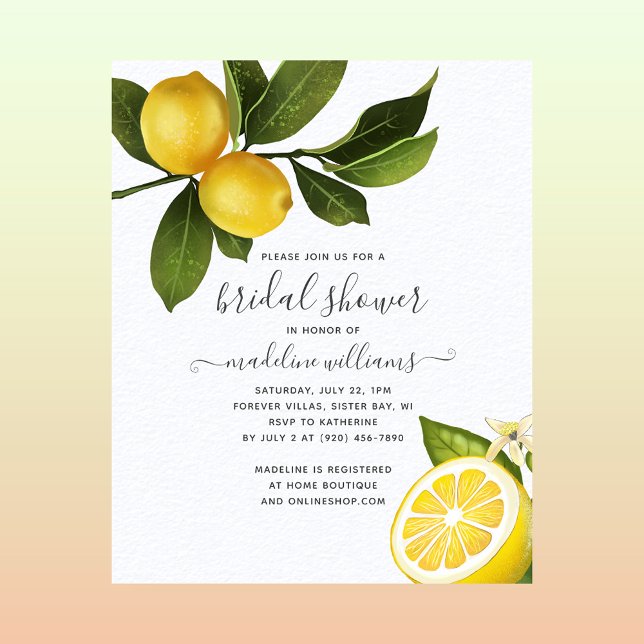 BUDGET Citrus Lemon Garden Brautparty Einladung (Von Creator hochgeladen)