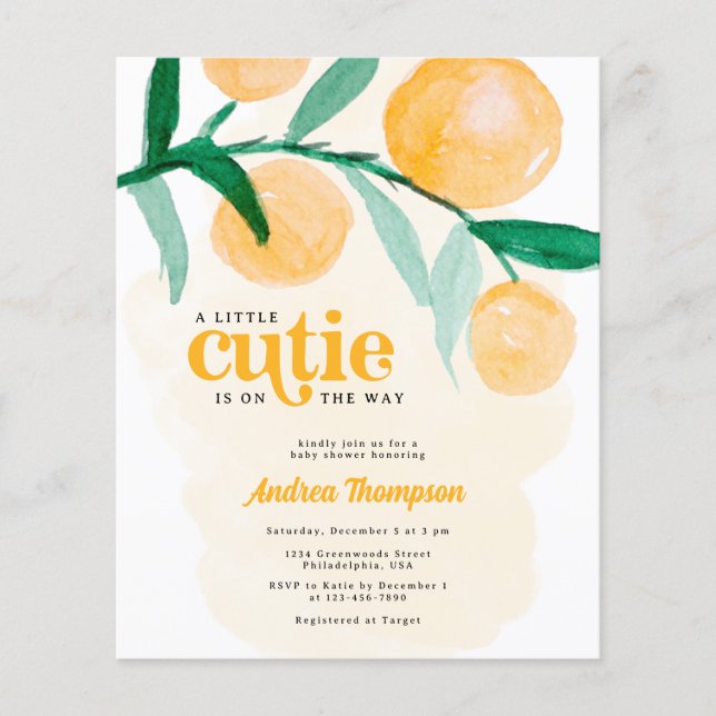Budget Citrus Orange Kleine Süsse Kinderdusche Flyer (Vorne)