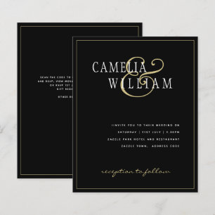 BUDGET Classic Black Gold White Wedite Einladung