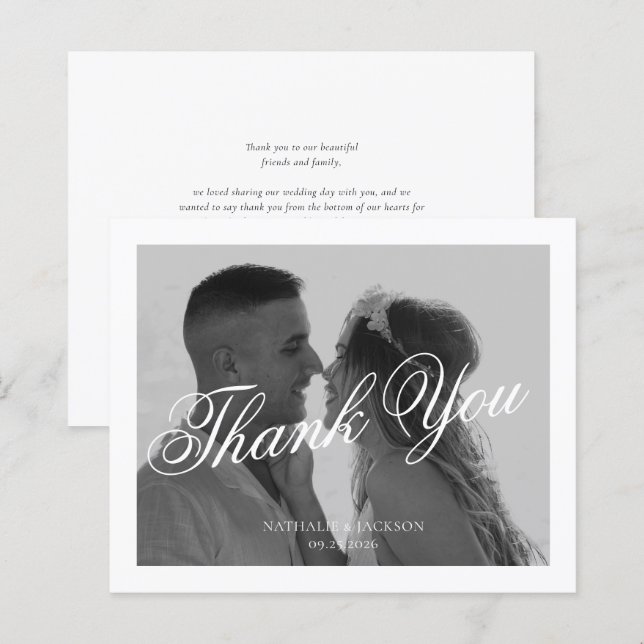 BUDGET Classic Elegant Script Photo Wedding (Vorne/Hinten)