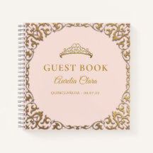 Budget Classic Gold Blush Quinceñera Gästebuch