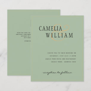 BUDGET Classic Sage Green Gold Hochzeit Einladung