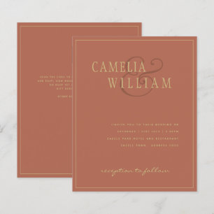 BUDGET Classic Terracotta Gold Hochzeit Einladung