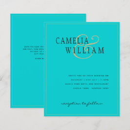 BUDGET Classic Turquoise Gold Wedite Einladung
