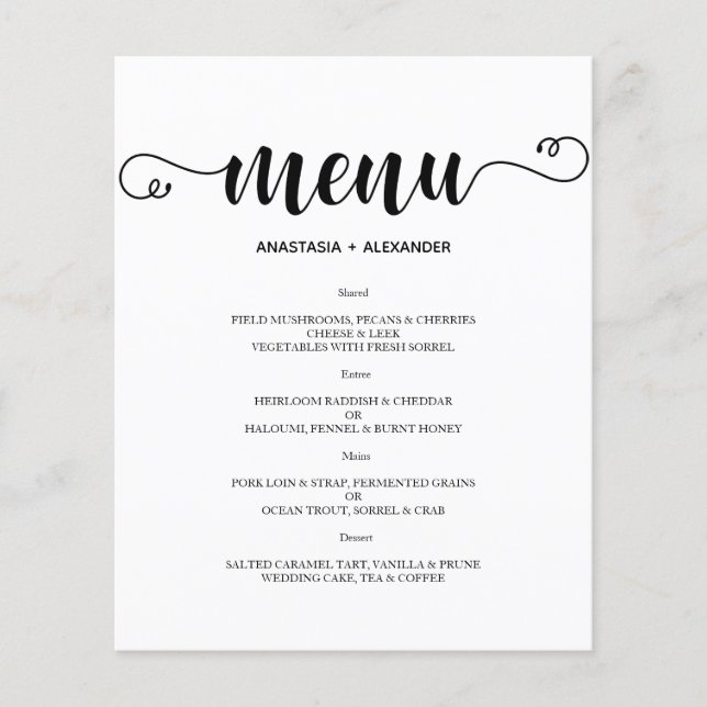 Budget Classic WEDDING MENU. Flyer (Vorne)