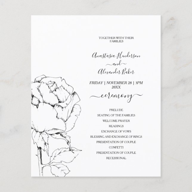 Budget Classic Wedding Program Karte. Flyer (Vorne)
