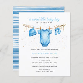 Budget Clothesline Blue Boy Baby Shower invitation