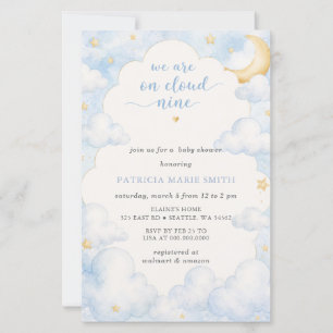 Budget Cloud Nine Baby Boy Baby Shower Einladung