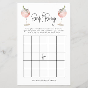Budget Cocktail Bridal Bingo Bachelorette Spiel Flyer