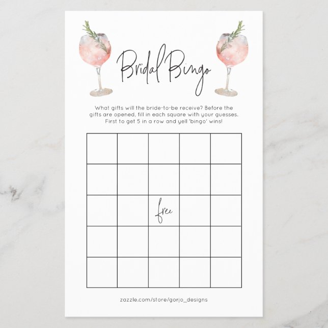 Budget Cocktail Bridal Bingo Bachelorette Spiel Flyer (Vorne)