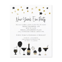 Budget Cocktails Gold Black Silvester Einladung