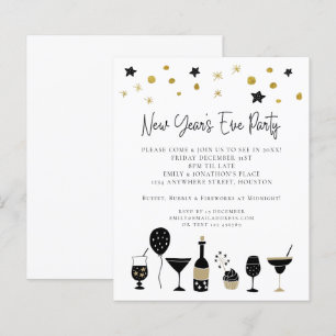 Budget Cocktails Gold Black Silvester Einladung