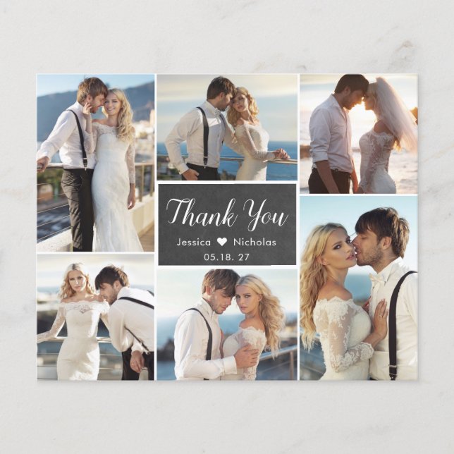 Budget Collage Chalkboard Hochzeit Vielen Dank Flyer (Vorne)