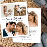 Budget Collage Liebe und vielen Dank für Ihre Hoch<br><div class="desc">Budget, Moderne, Elegante Liebe und Dank Script 3 Foto Collage Wedding Danke Ihnen personalisiert günstige Low Budget Thin Card. Stilvolle Hochzeit danke Ihnen Vorlage mit 3 Foto auf der Vorderseite und 1 Foto auf der Rückseite. ***BEACHTE! *** HAUSHALTSPAPIER/FLYER IST PAPIERTHIN. *** AKTUALISIEREN SIE DAS PAPIER FÜR EIN THICKER-PAPIER. *** Mit...</div>
