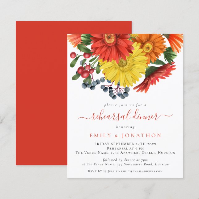 Budget Colorful Fall Florals Probe Abendessen (Vorne/Hinten)
