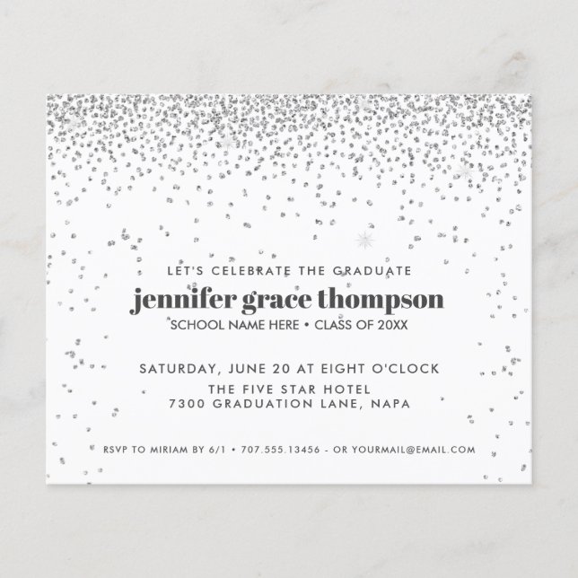 BUDGET Confetti Silver White Graduation Party (Vorderseite)