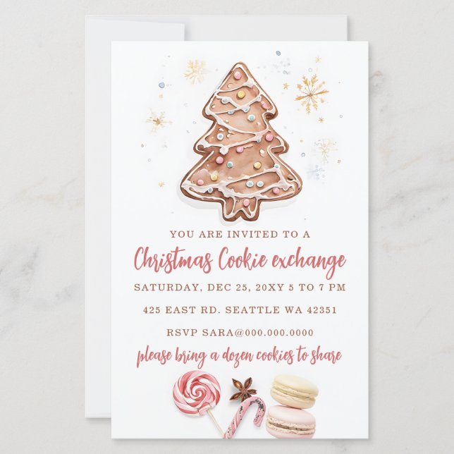 Budget Cookie Exchange Christmas Party Invitation (Vorderseite)